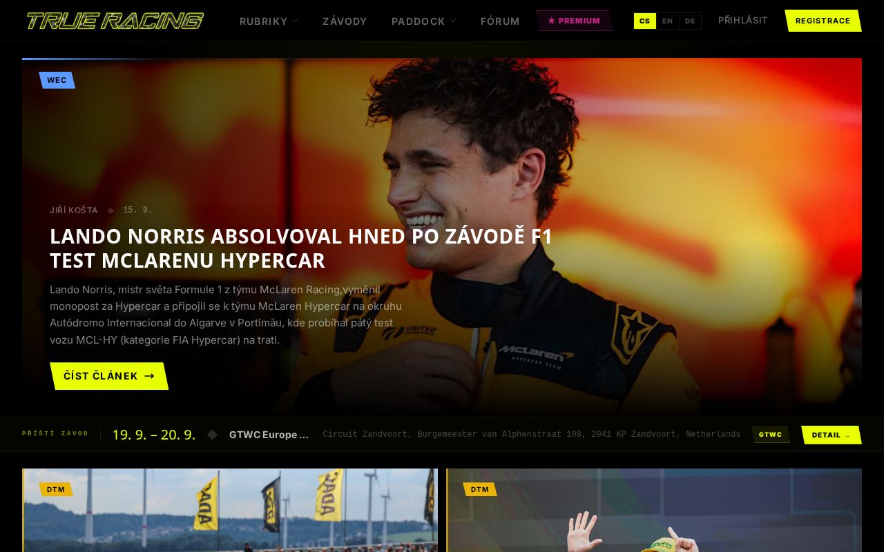 Náhled webu trueracing.cz